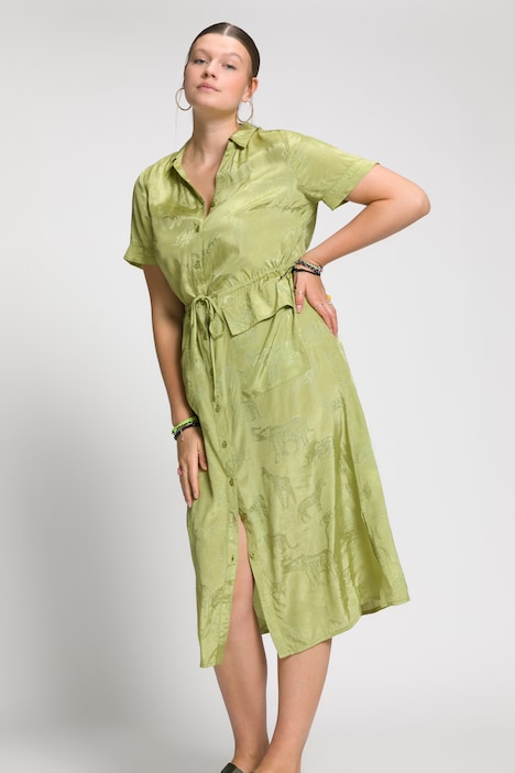 Hemdkleid, Halbarm, Hemdkragen, Animal Print