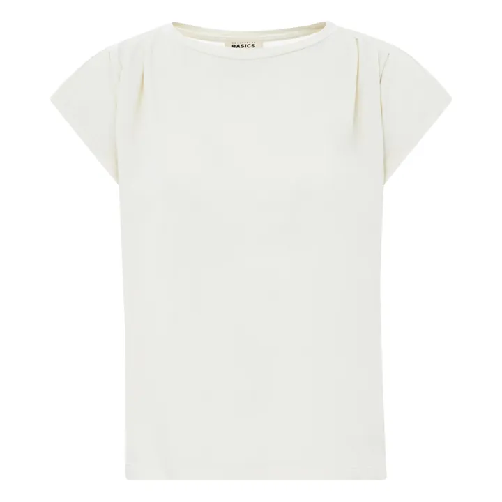 SMALLABLE BASICS T-Shirt Plissé Femme Coton Bio | Blanc cassé