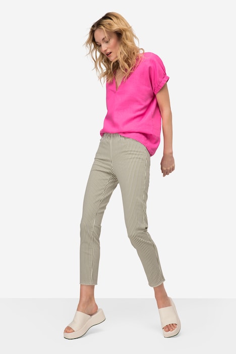 3/4-Streifenhose, Jeggings, 4-Pocket, Elastikbund, mit recycelten Materialien