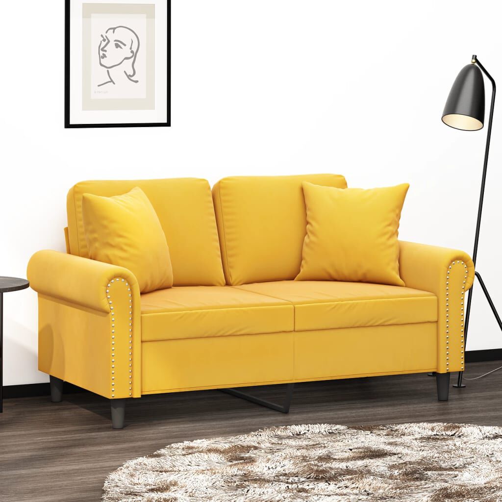 vidaXL Sierkussens, set van 2, geel, 40x40 cm, fluweel