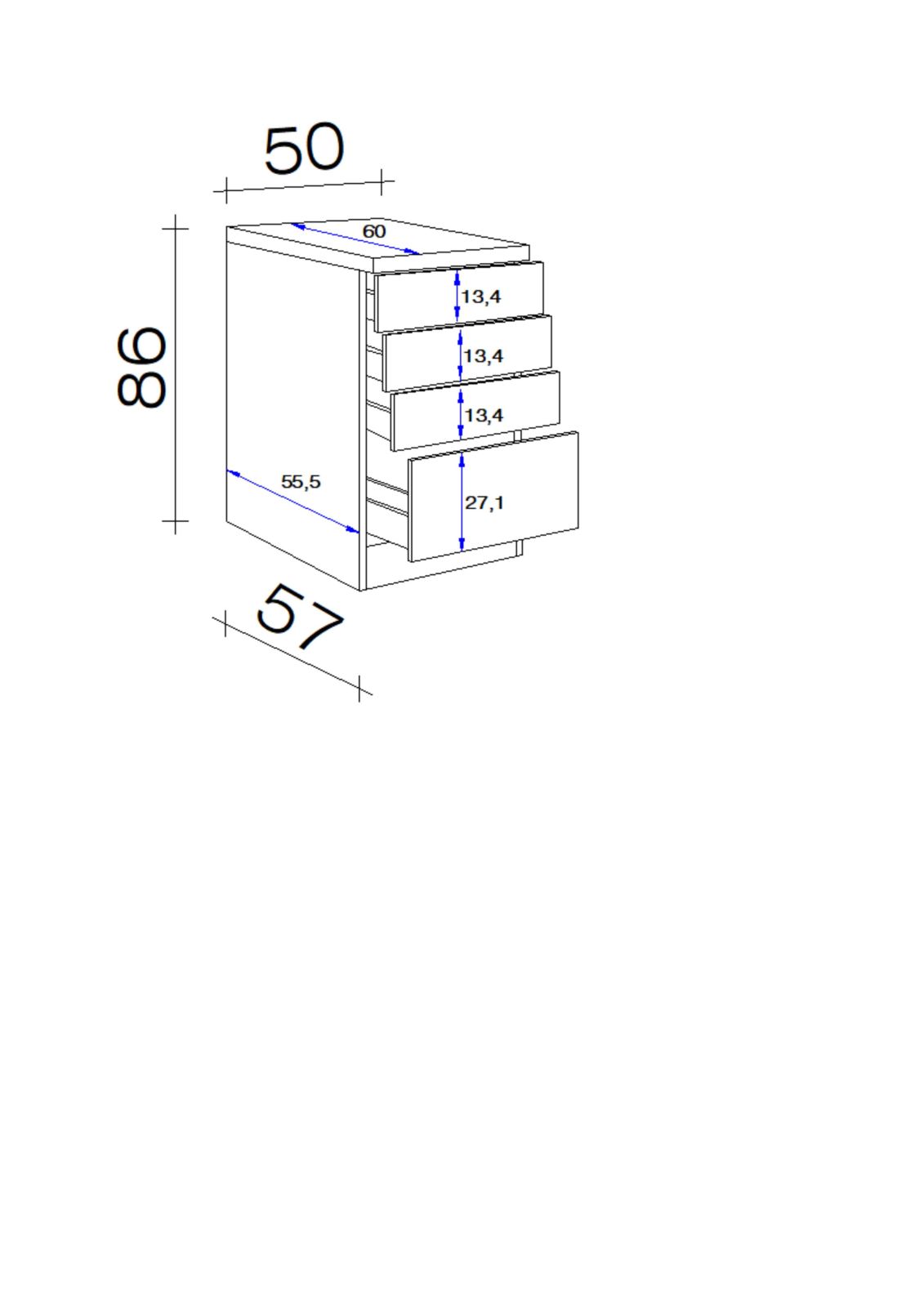 Schubkastenunterschrank RISENTO - anthrazit - San Remo Eiche - 50 cm