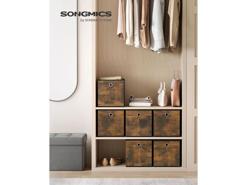 Songmics Aufbewahrungsbox Braun/Schwarz Faltbare Würfelregalboxen