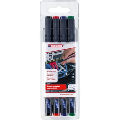 Edding 8407 cable - 4 Marqueurs pour câbles - pointe fine - coloris assortis