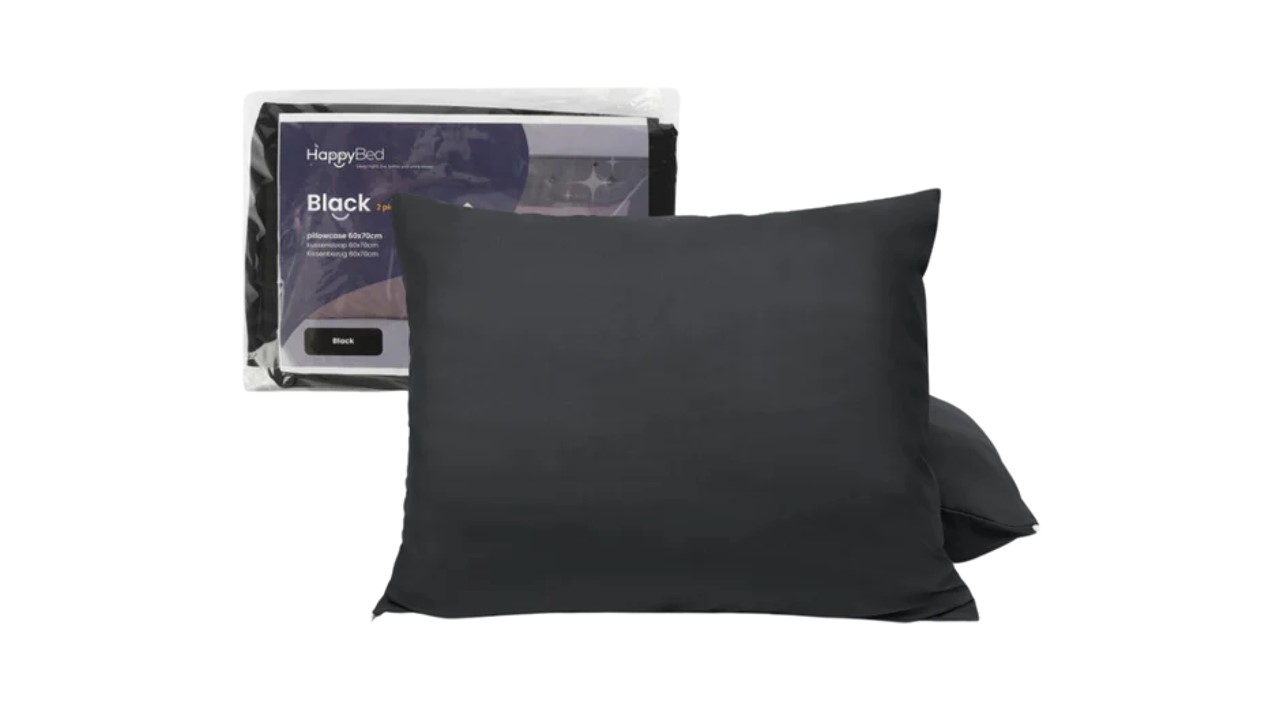 HappyBed Black - kussensloop (set van 2 stuks) zwart