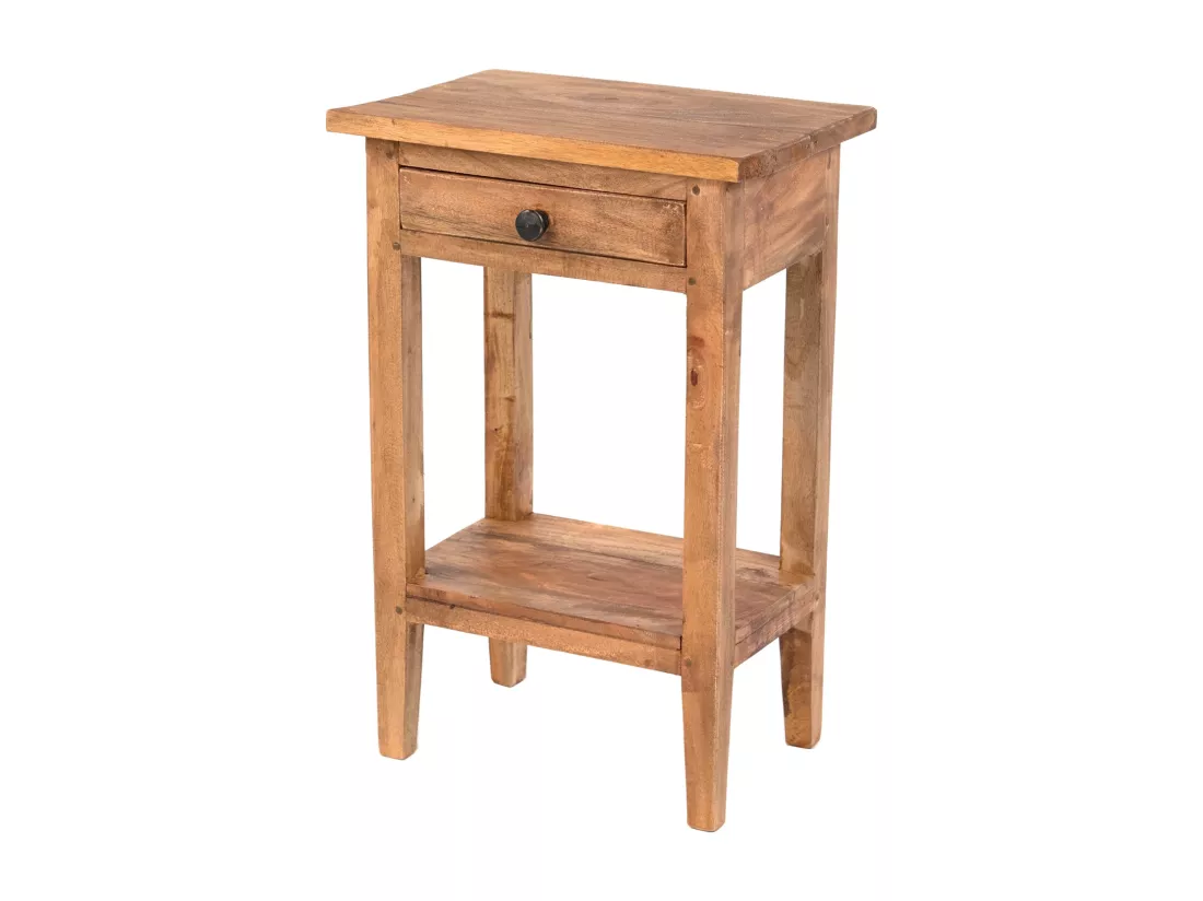 TABLE DE TÉLÉPHONE PLANTE Bois massif en acajou, avec tiroir 02 hellbraun