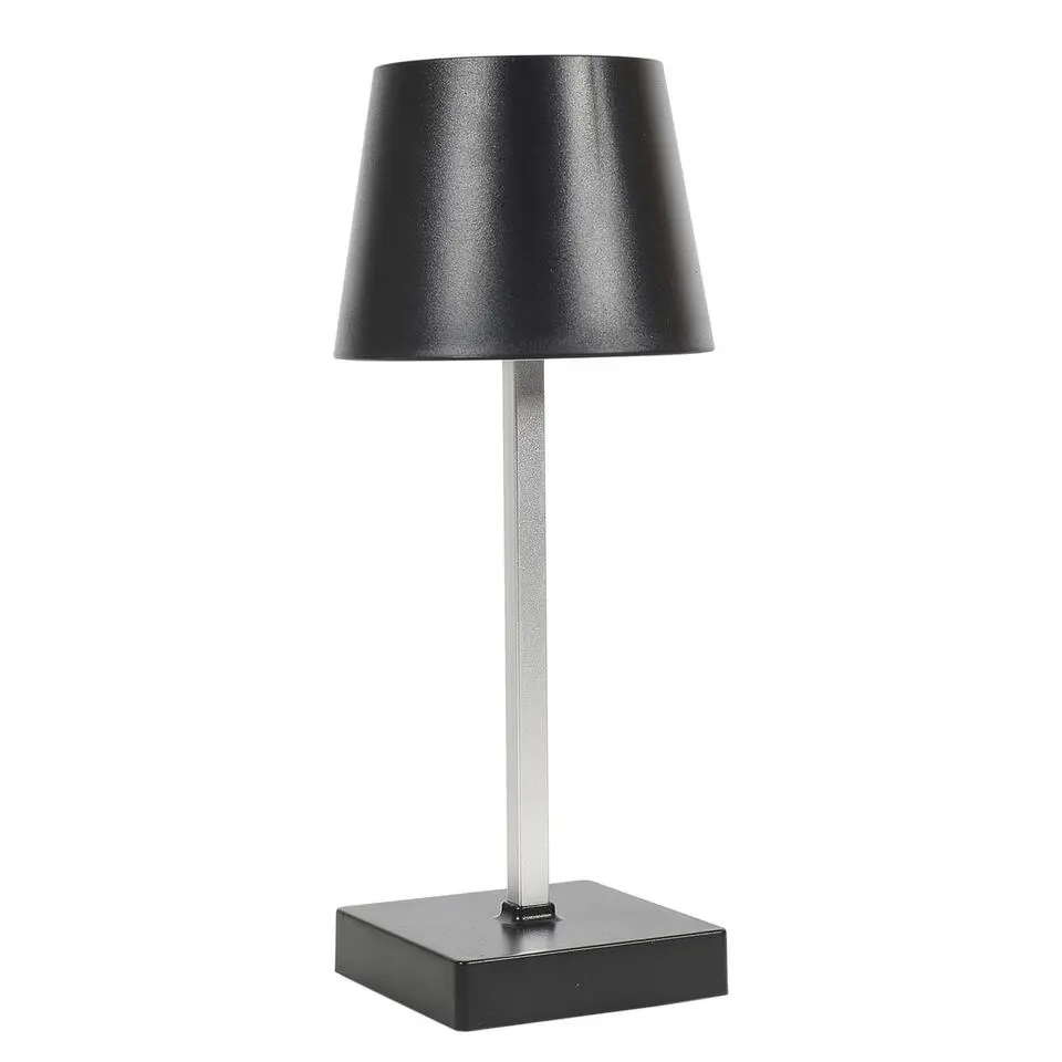 Home deco factory LED tafellamp - zwart - touch - 26cm