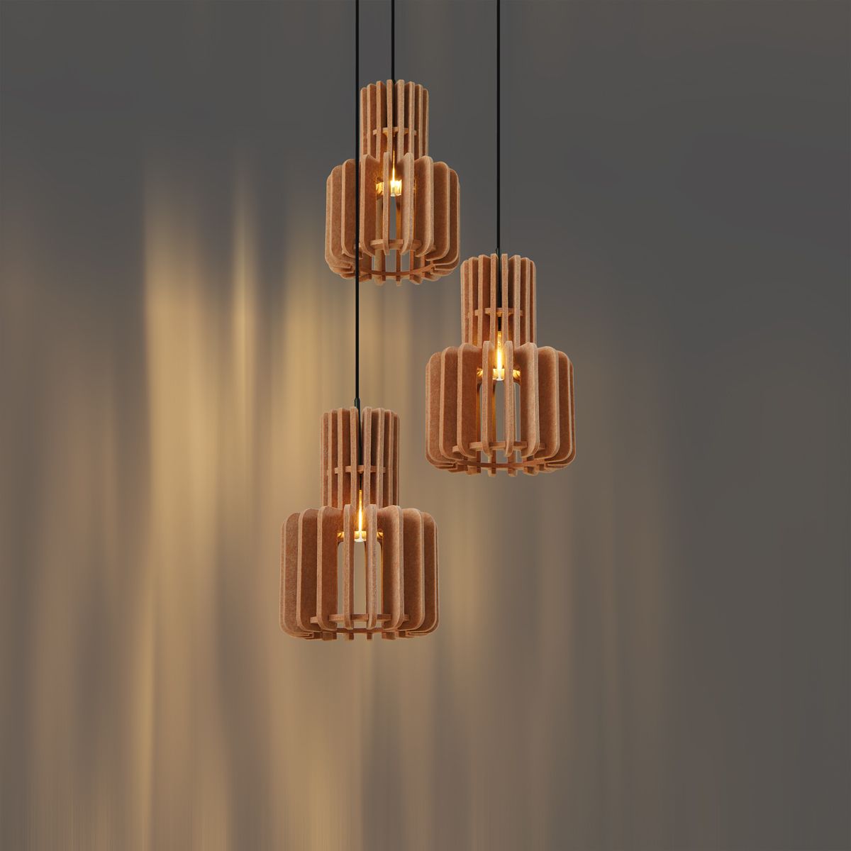 Retro hanglamp zwart met oranje 3-lichts - Felt