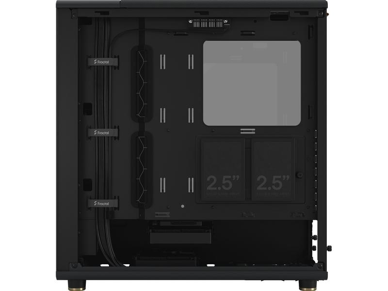 Fractal Design PC-Gehäuse North TG Schwarz Elegantes Gehäuse mit Seitenfenster und offener Front aus echtem Walnussholz