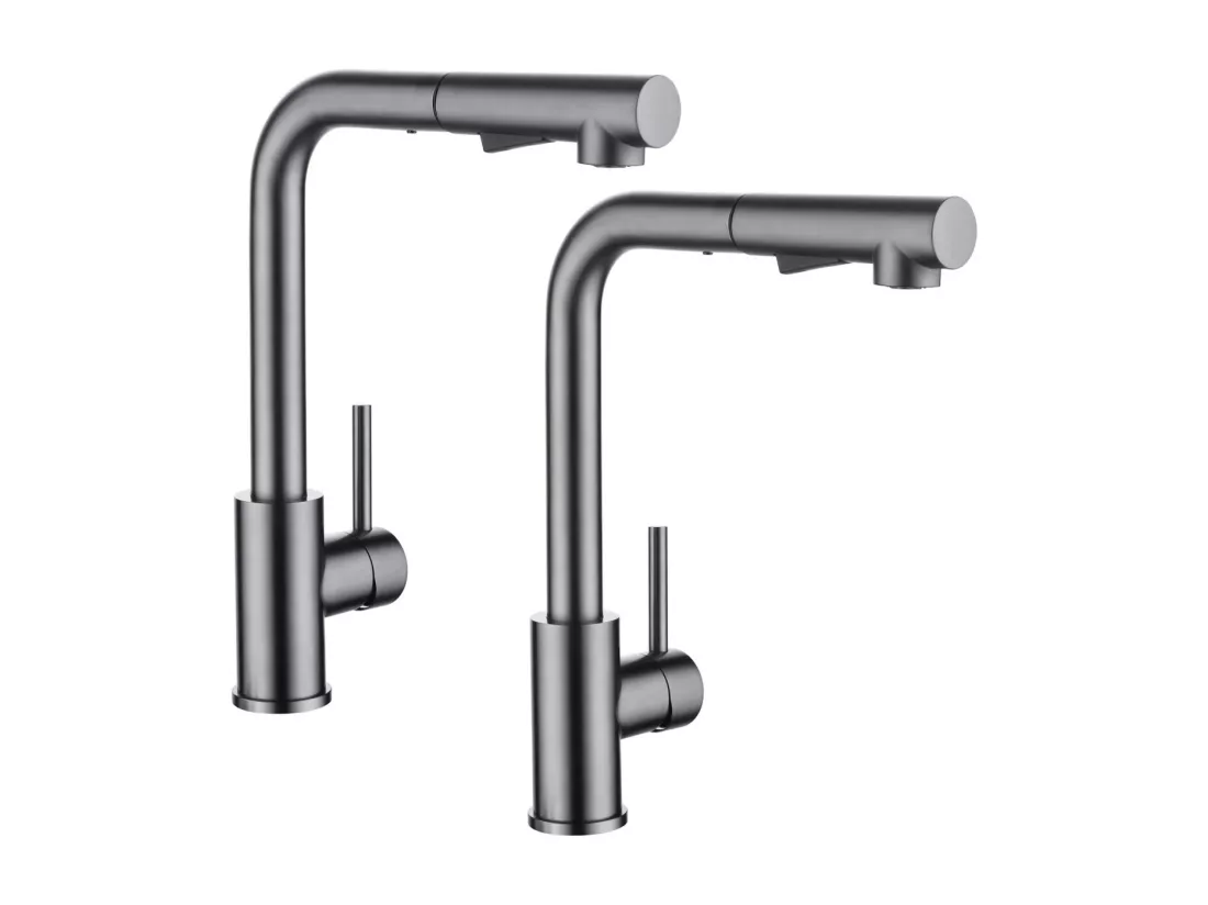 2PCS Cecipa MAX Robinet Cuisine Douchette, Mitigeur de Cuisine Avec Douchette Extractible, Robinet d'Évier à 2 Types de Jets, Rotatif 360°, Gris Noir