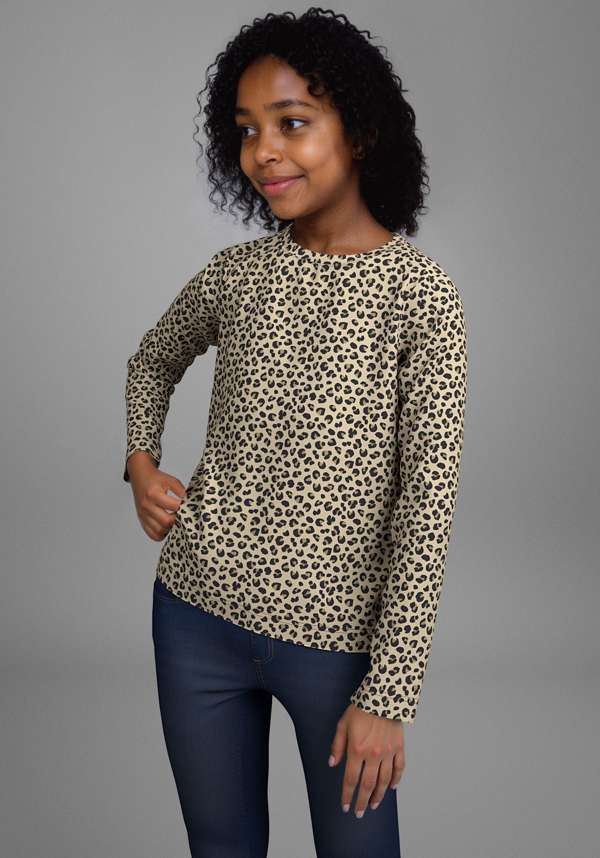 KIDSWORLD Langarmshirt »Shirt in Leo-Optik«, Modischer Animal-Print
