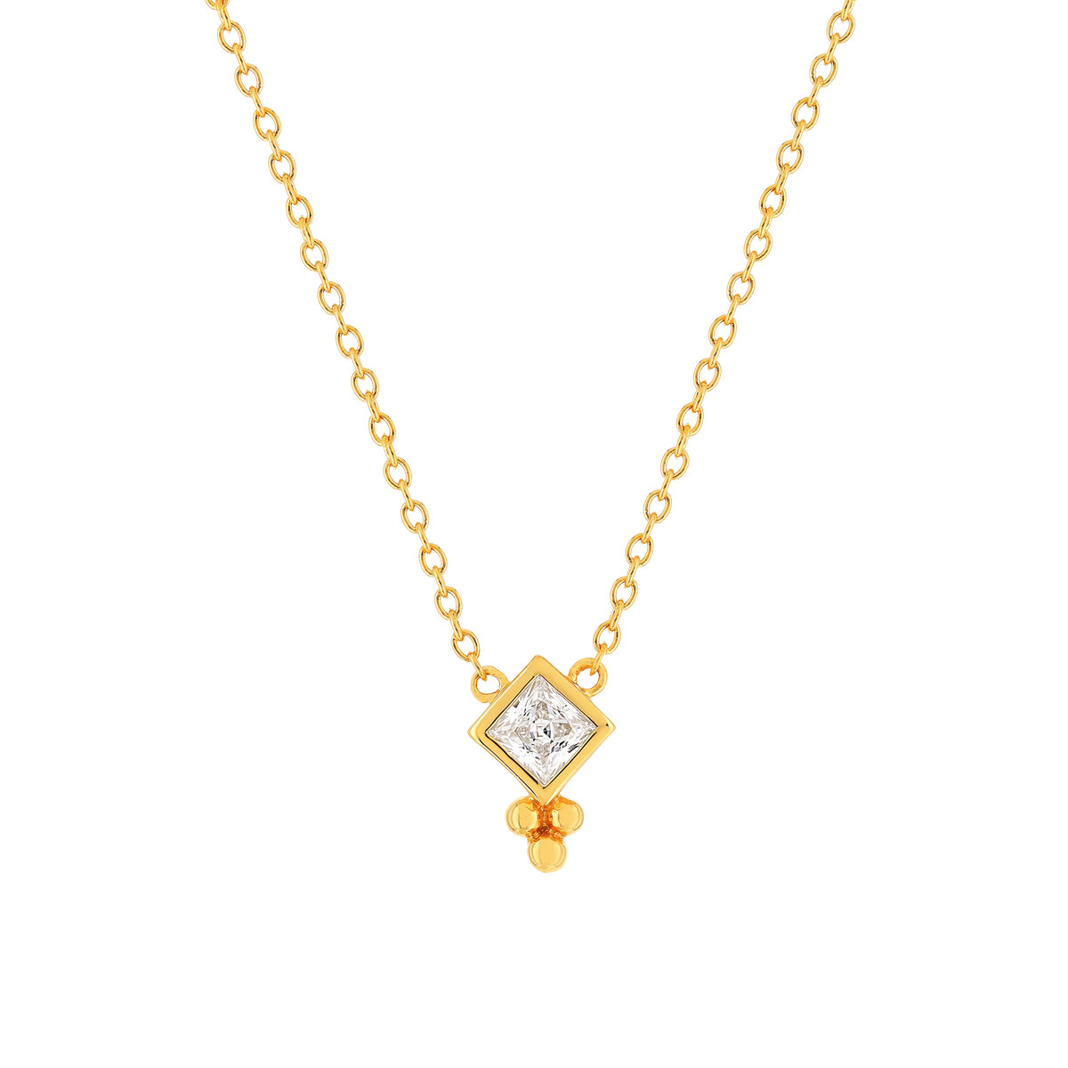 Collier plaqué or zirconia 45 cm