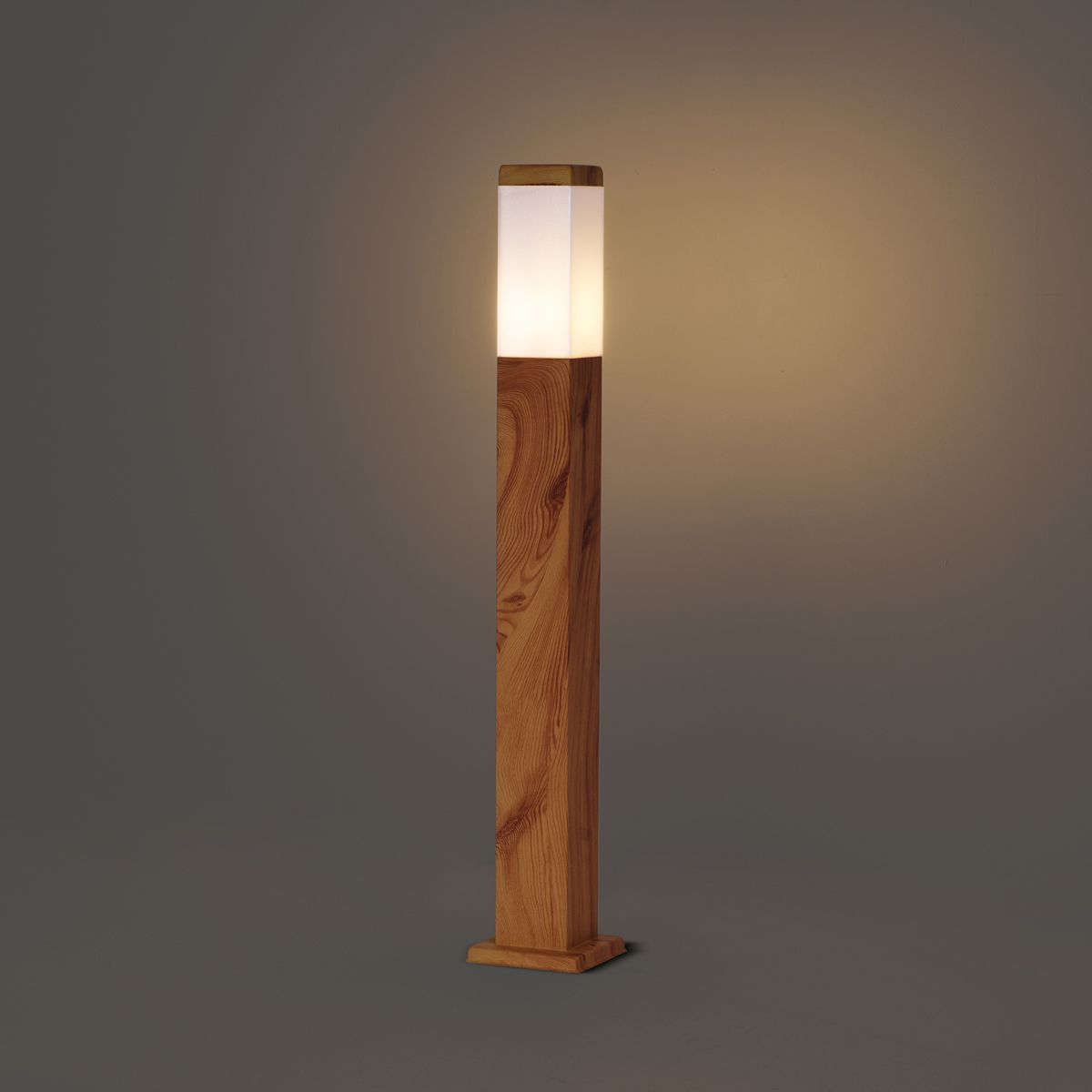 Moderne staande buitenlamp staal met hout print 80cm IP44 - Malois