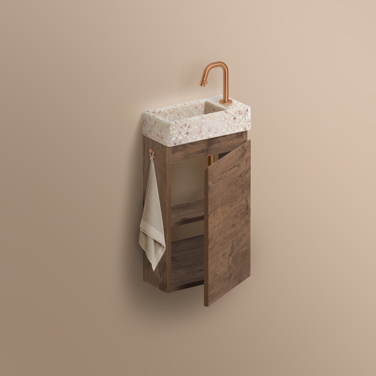 Clou Flush 3 fonteinonderkast rechtsdraaiend melamine 36cm donker eiken