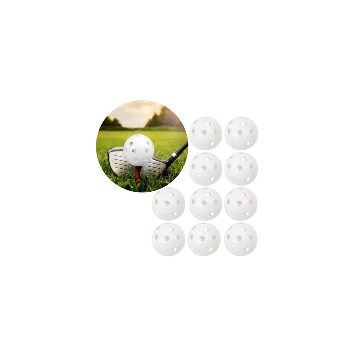 Treningsgolfballer med hull 10-pakning Hvit