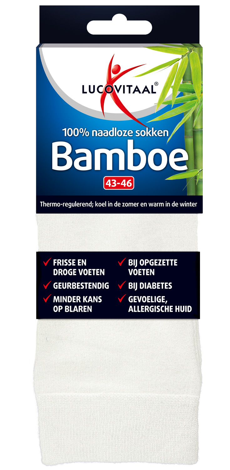 Lucovitaal Bamboe Lange Sokken Wit 43-46 (1 paar)