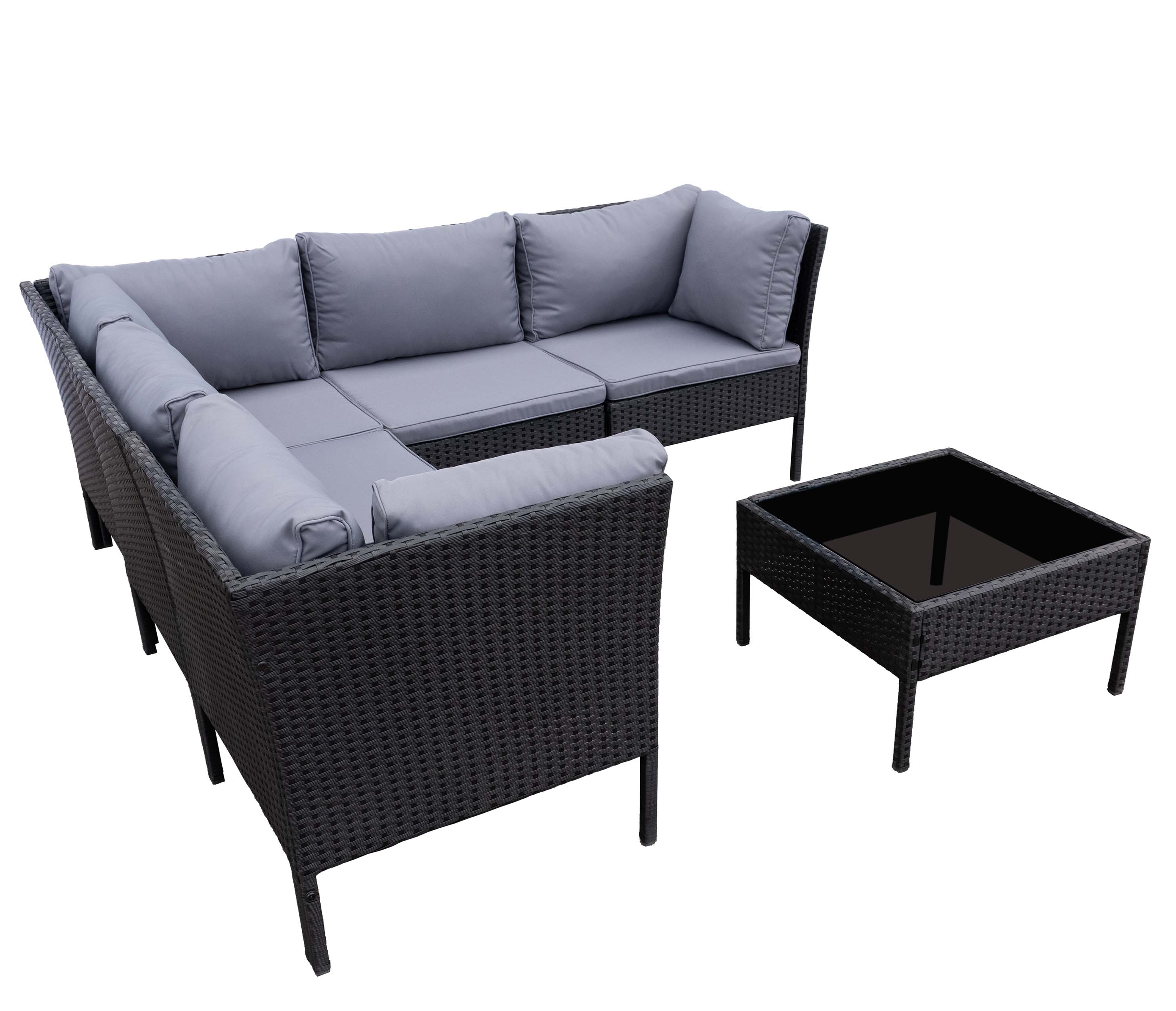 Rattanlounge BARI schwarz/anthrazit