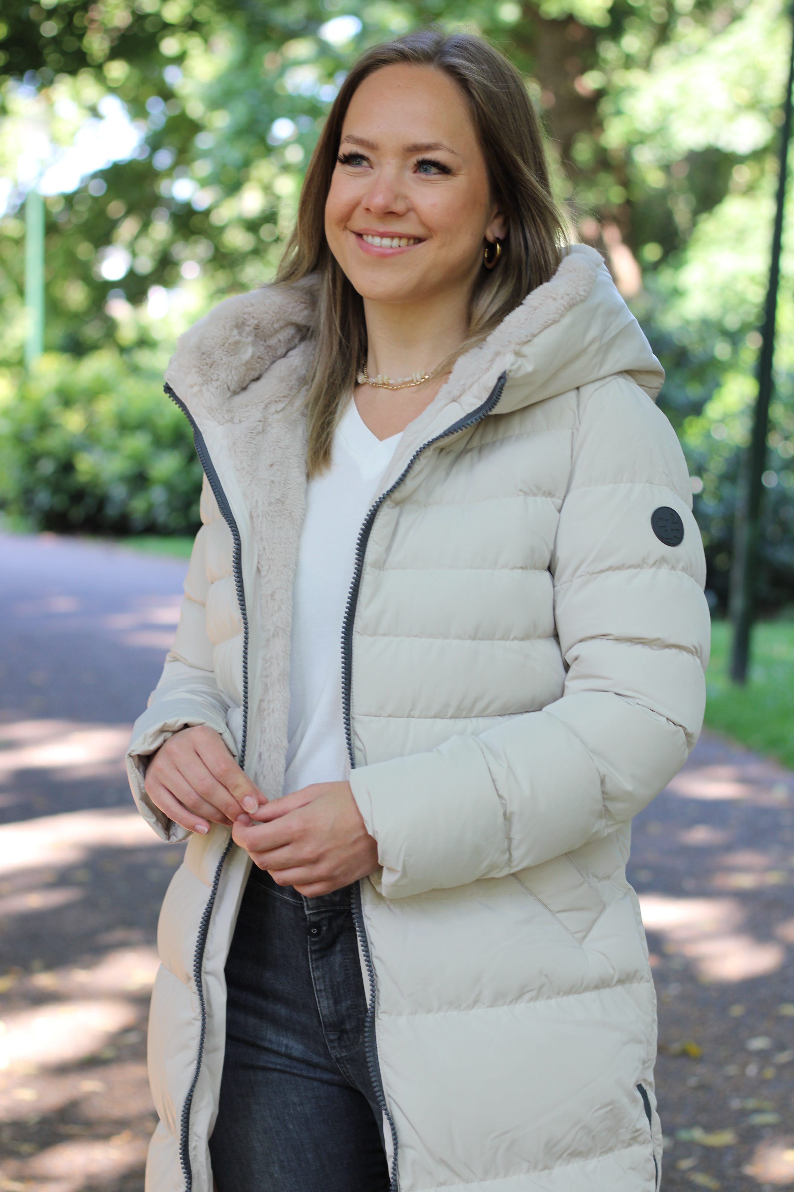 Rino & Pelle - Keila Fur Long Padded Hooded Coat - Stone