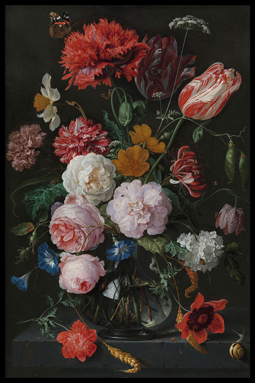 Walljar poster ingelijst - De Heem - Stilleven Met Bloemen Poster ingelijst - 40 x 60 cm