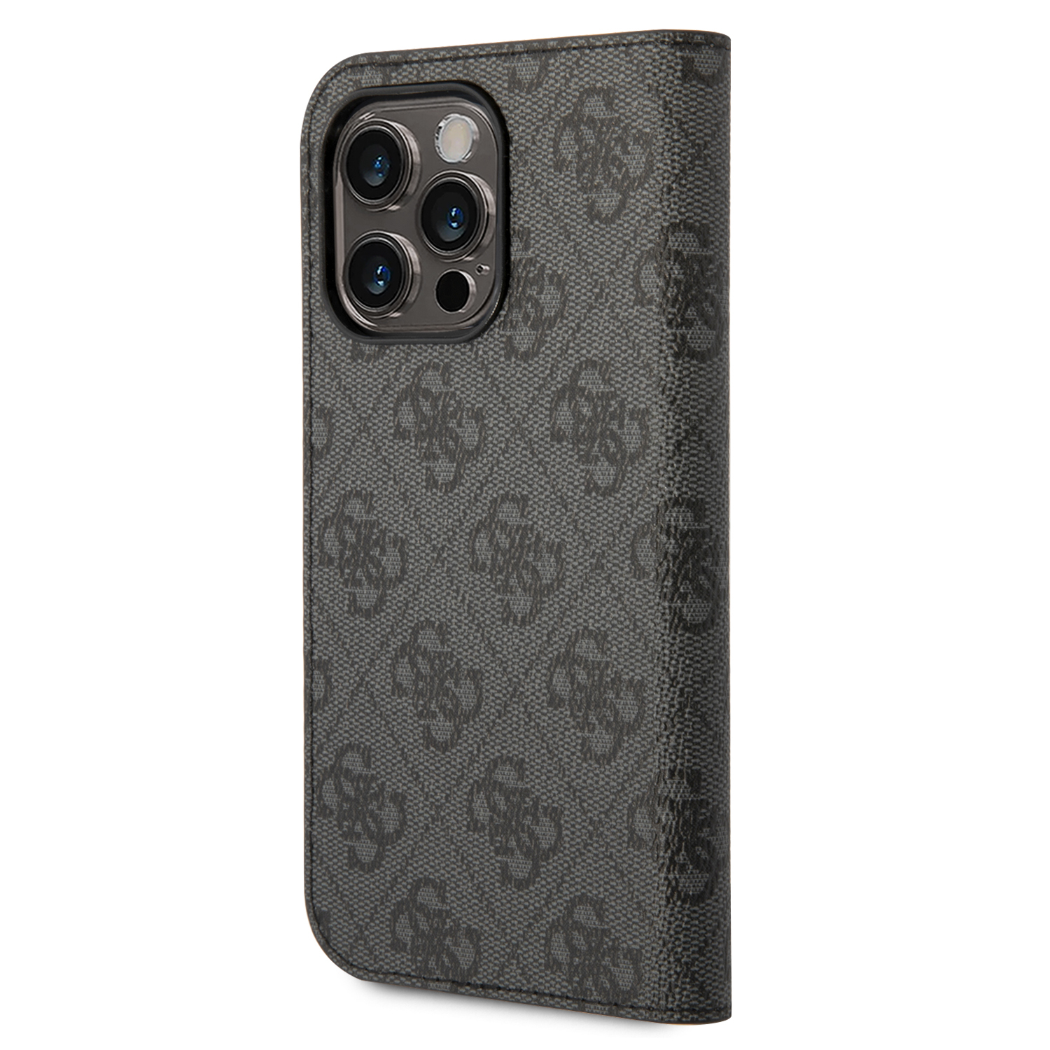 iPhone 14 Pro Max Leder Tasche Book 4G Vintage Logo (GUBKP14XHG4SHK) - Schwarz