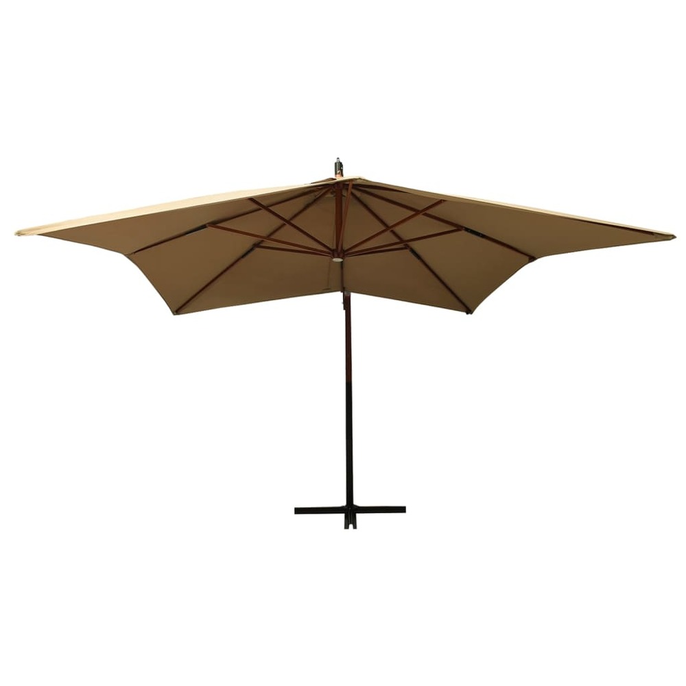 Parasol mobilier de jardin suspendu avec mât en bois 300 cm taupe