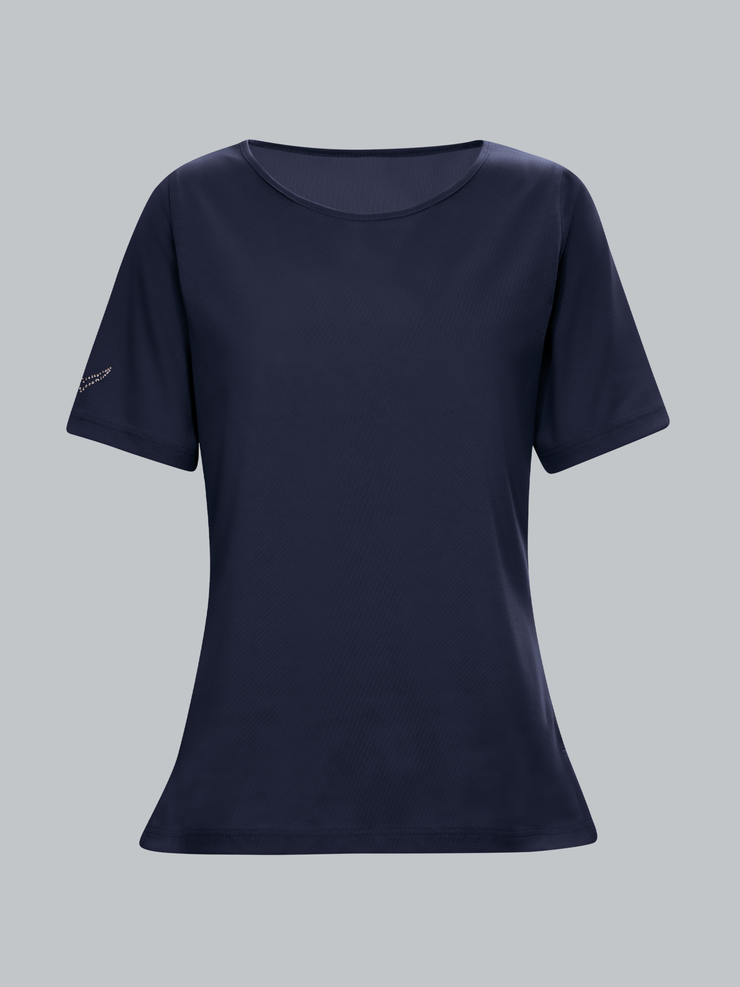 T-Shirt DELUXE Baumwolle mit Kristallsteinen Navy