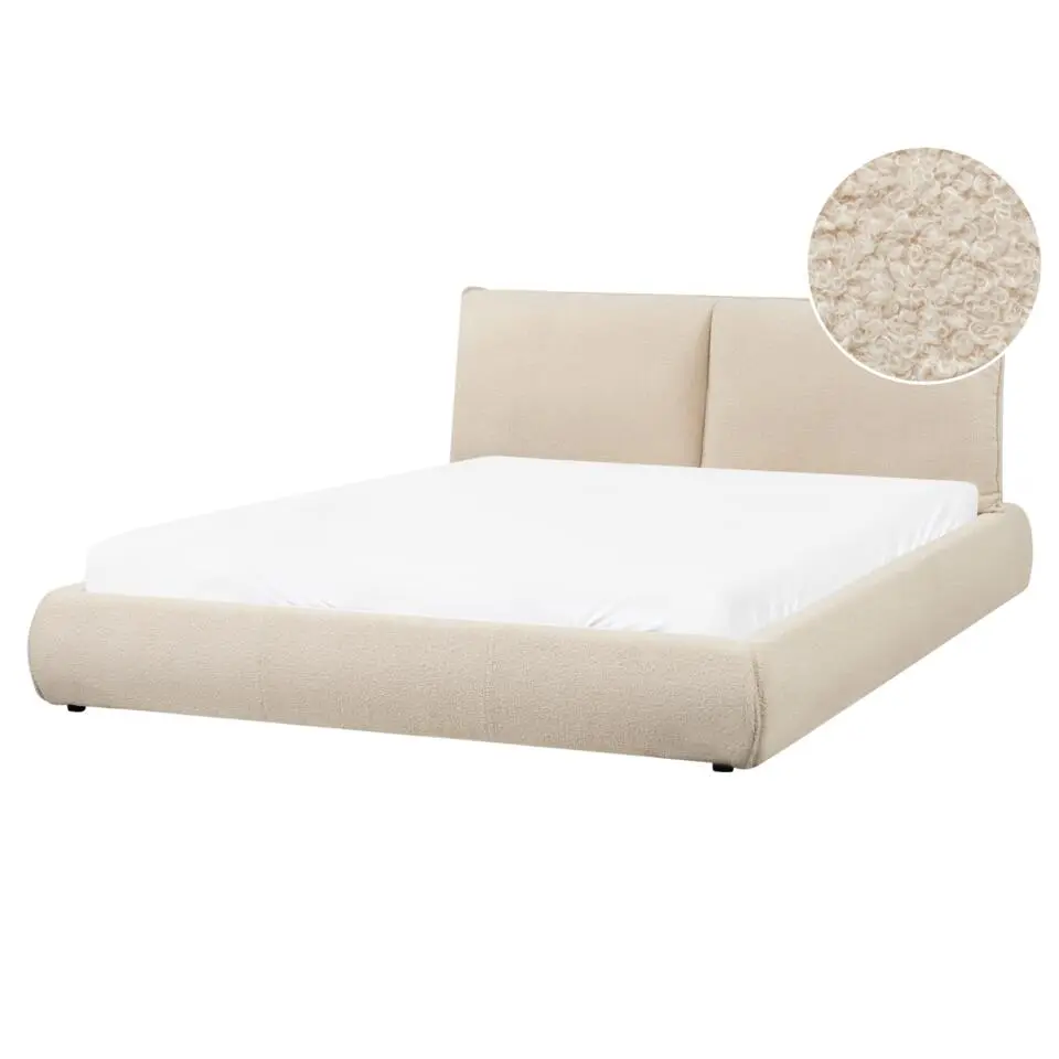 VINAY - Tweepersoonsbed - Lichtbeige - 160 x 200 cm - Bouclé