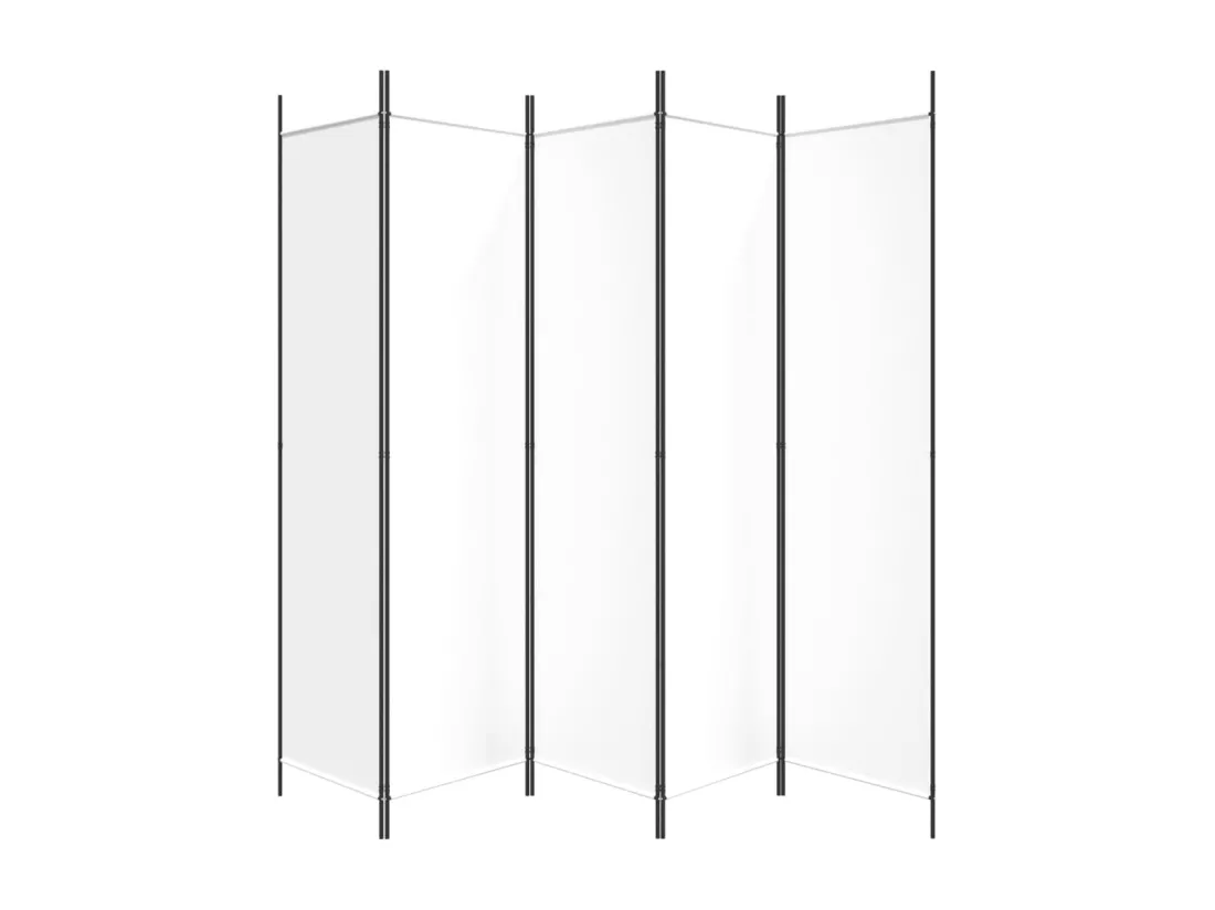 Cloison de séparation 5 panneaux Blanc 250x200 cm Tissu
