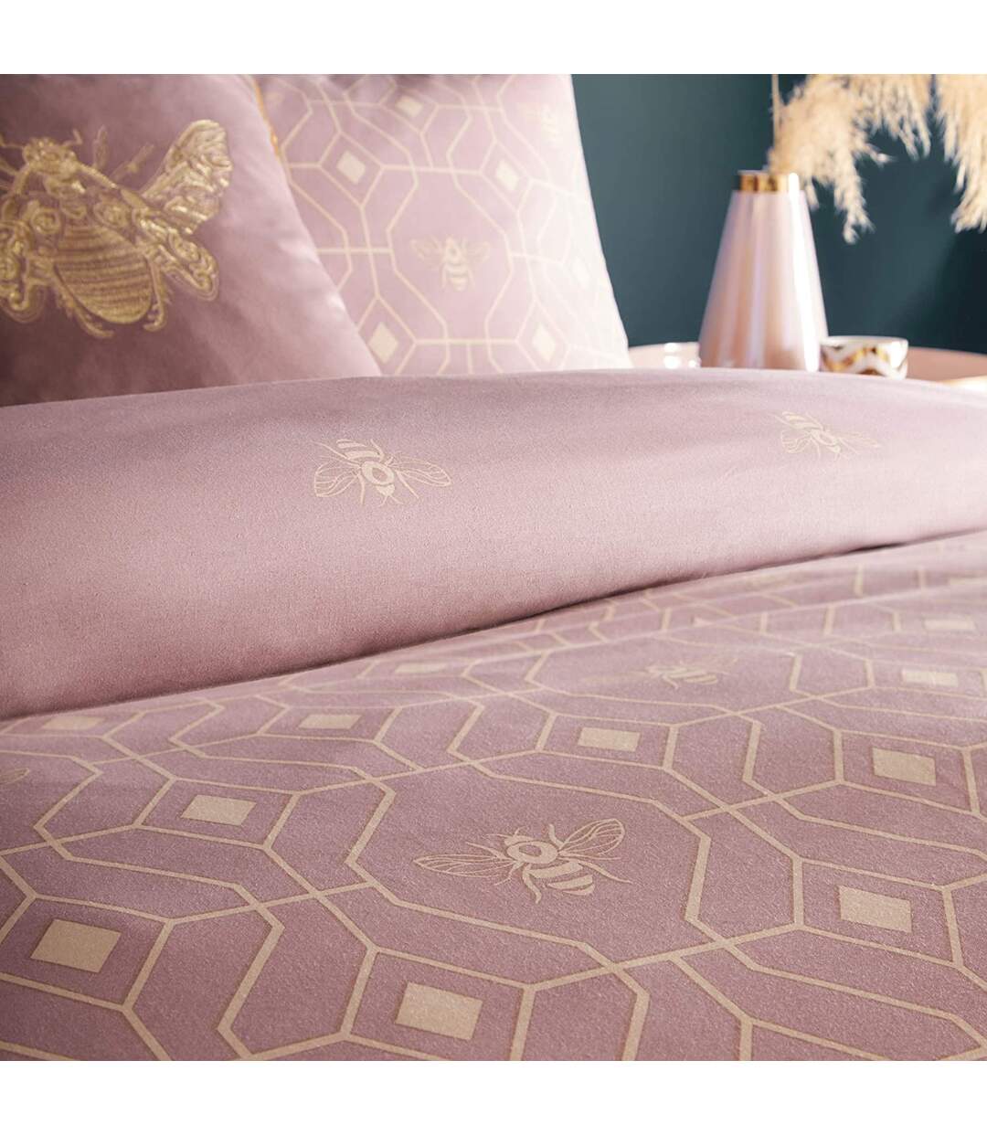 Furn - Parure de lit BEE DECO (Mauve pâle) - UTRV1676
