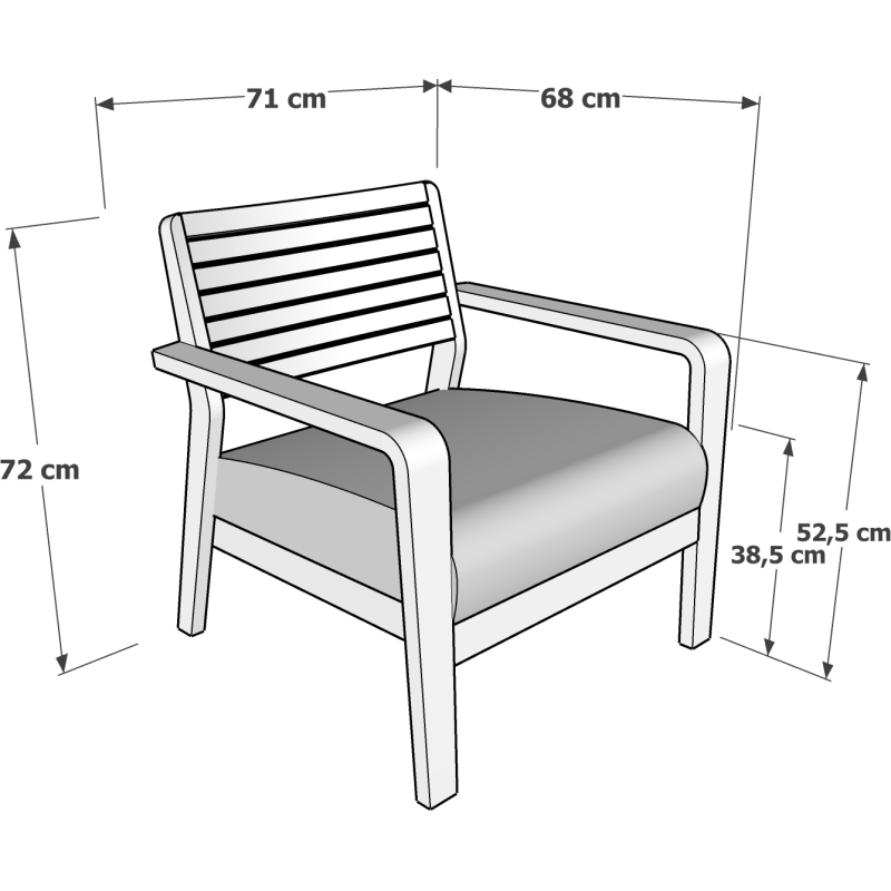 Fauteuil lounge d'extérieur CLAIN - tissu - bois teck