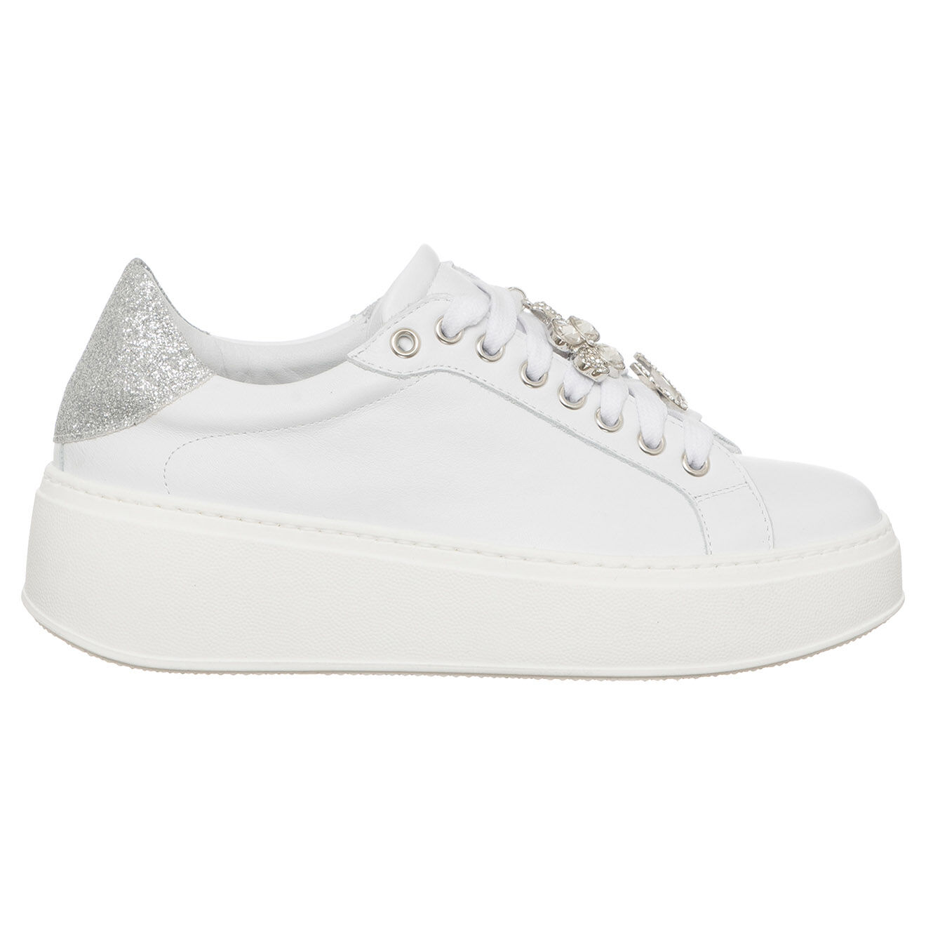 Loretta Pettinari Sneakers en Cuir Garance argentées