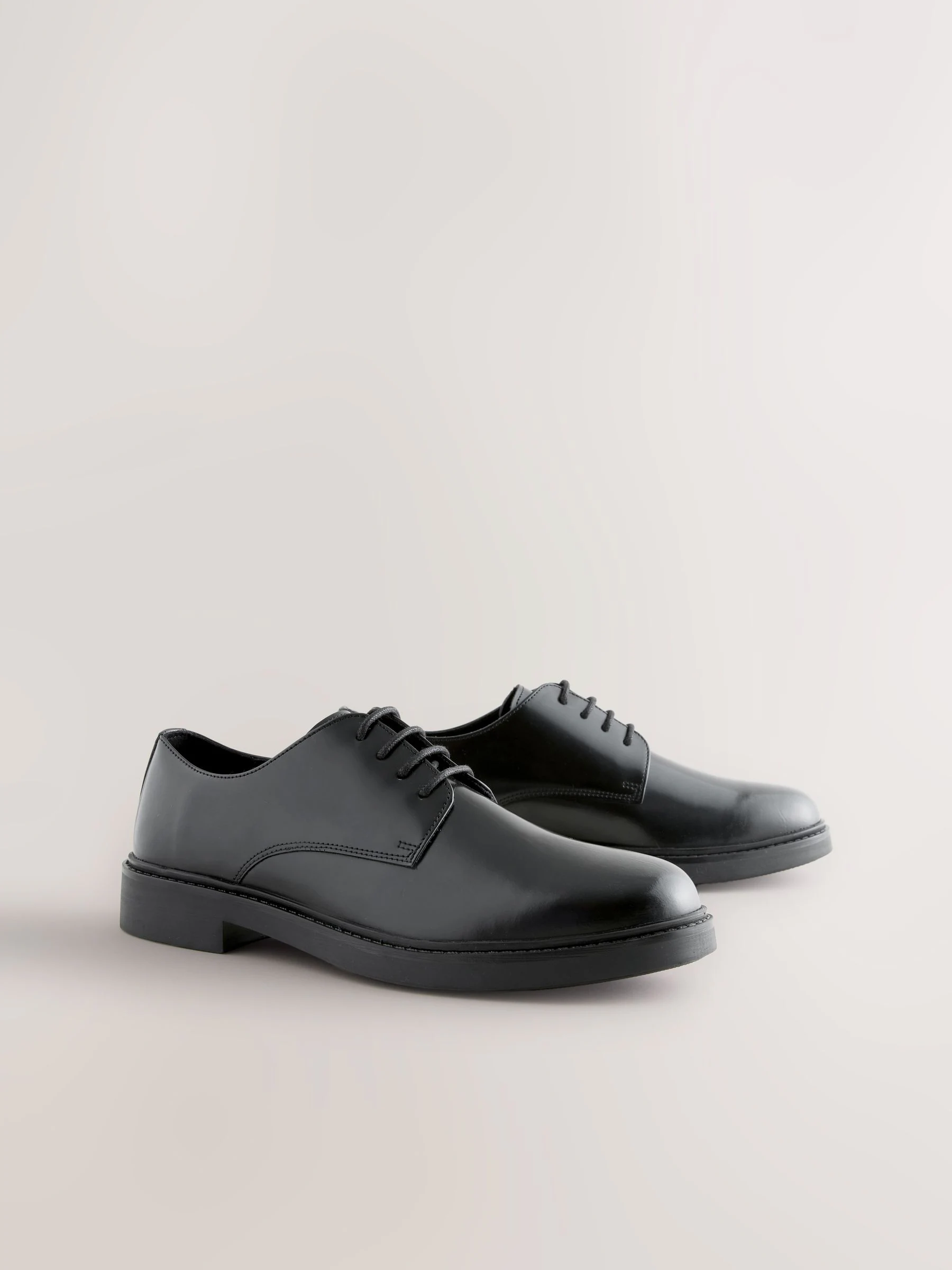 Zwart - Hi-Shine Leather Derby Shoes