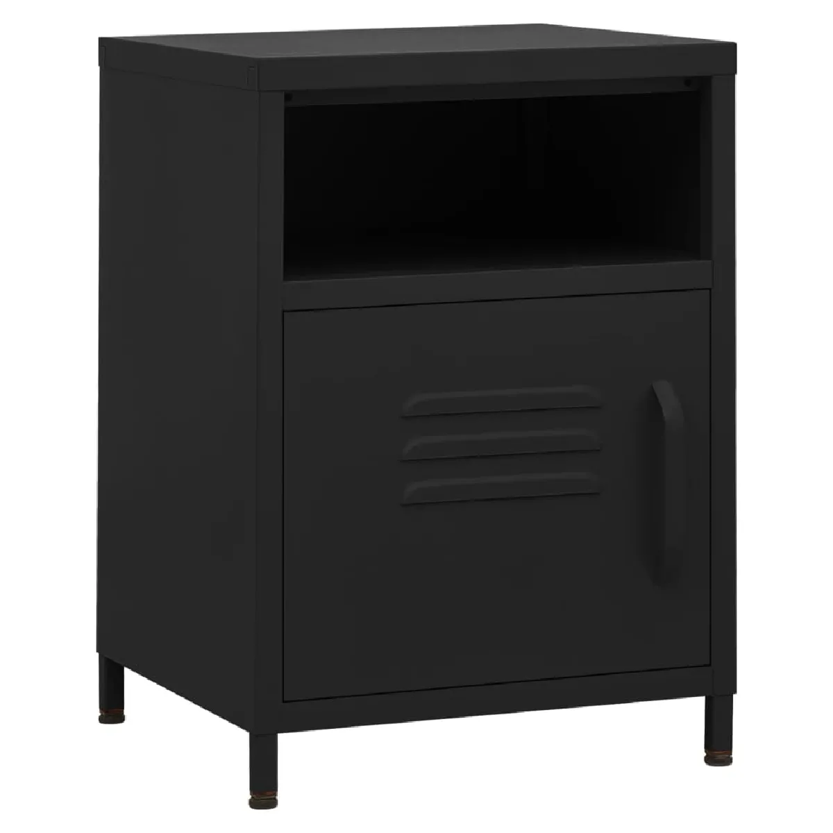 vidaXL Table de Chevet - Noir - Acier