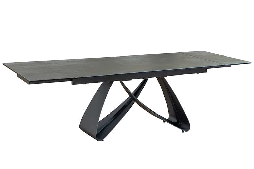 Ausziehbarer Esstisch INFINITY 180-260cm rost Keramik Marmor schwarz Metall