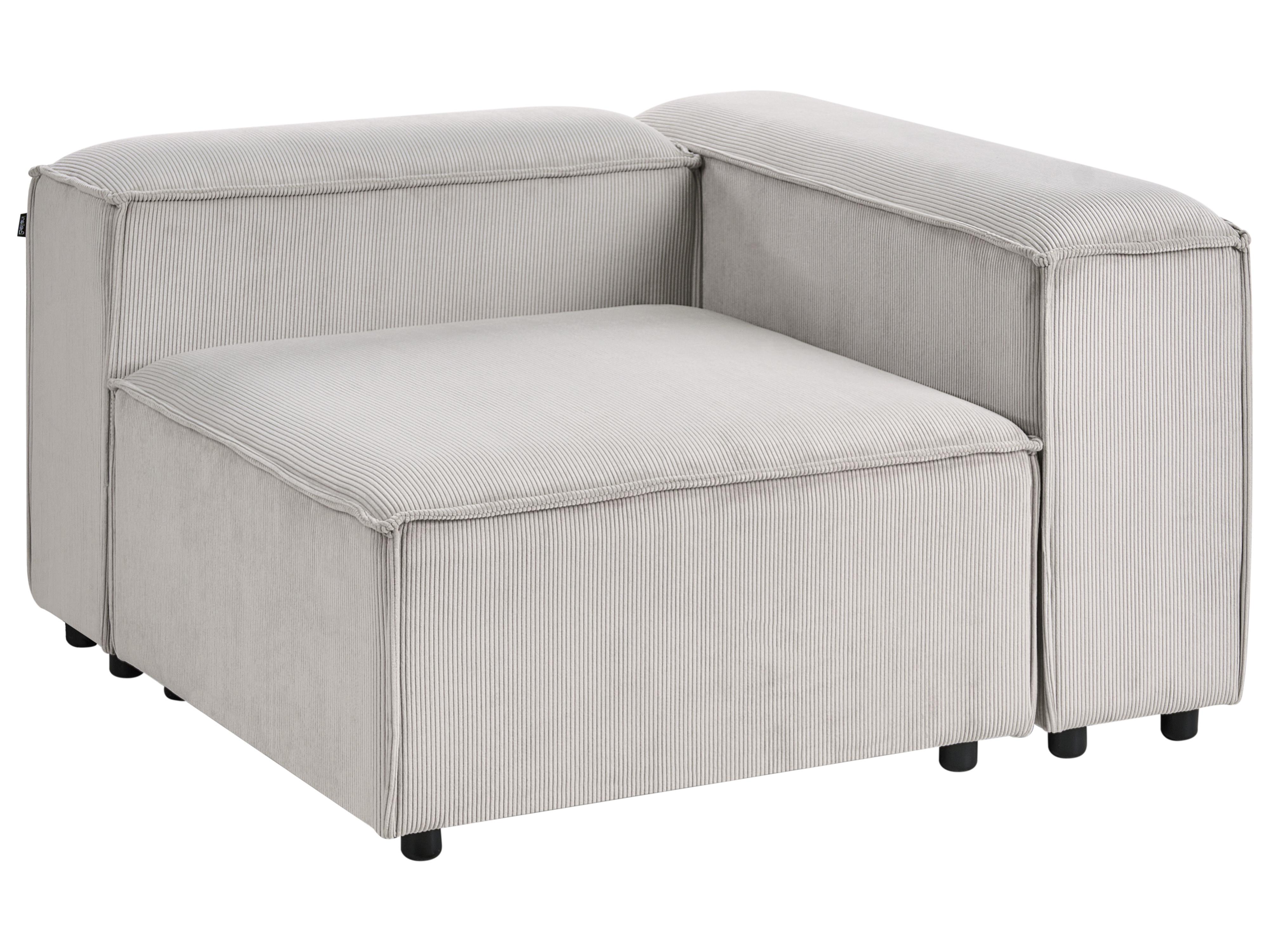 Modulaire hoekbank 3-zits ARDAL Corduroy Taupe met ottomaan rechtszijdig