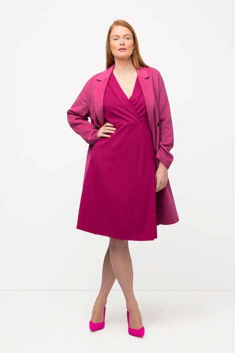 Midikleid, Etuikleid, V-Ausschnitt, Wickeloptik, 3/4-Arm