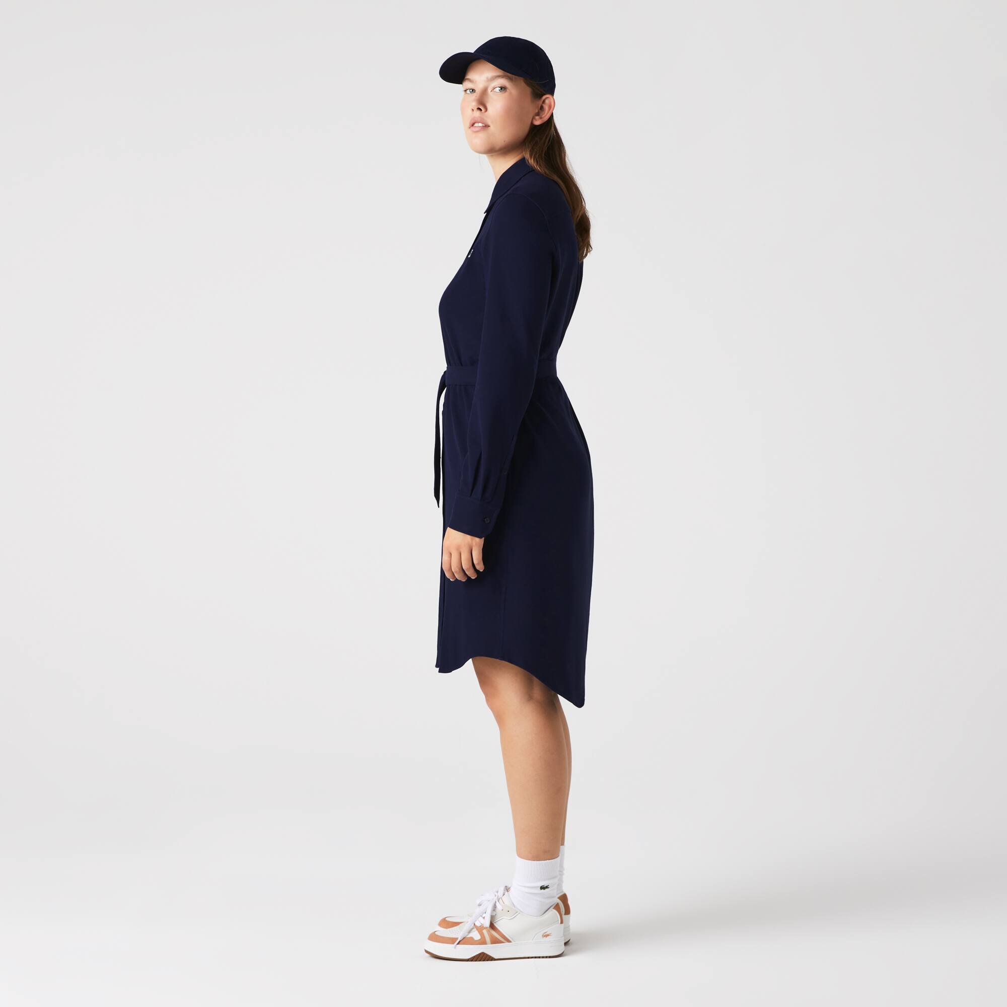Robe polo femme Lacoste avec taille ajustable en piqué de coton Robes & Jupes - Bleu - Lacoste - Femme