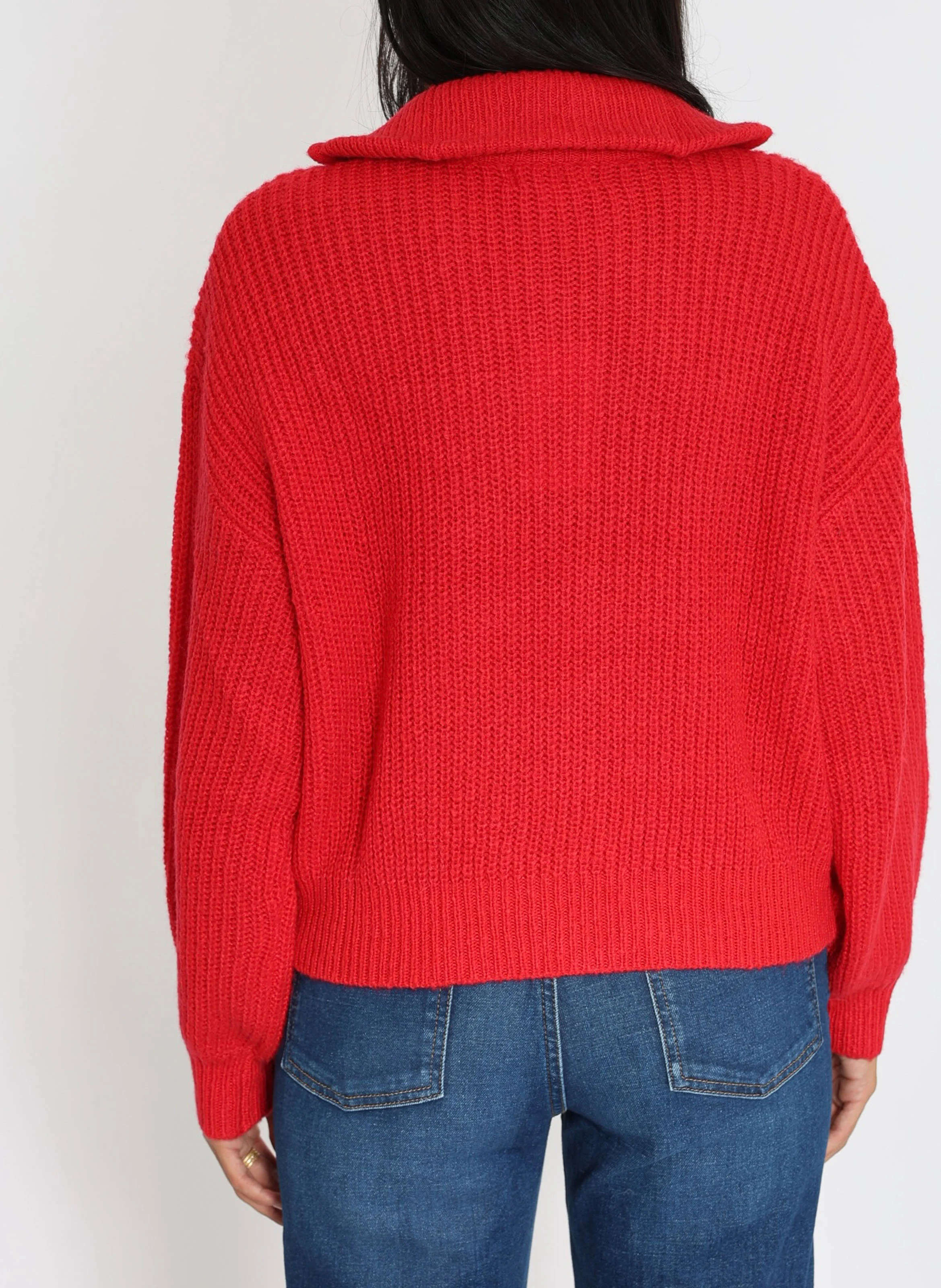 MINA - Pull camionneur ample en maille mélangée | Rouge