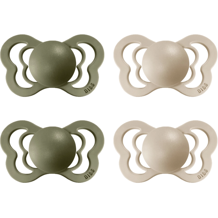 BIBS® Schnuller Couture Olive  Vanilla Silikon 0-6 Monate, 4 Stk.