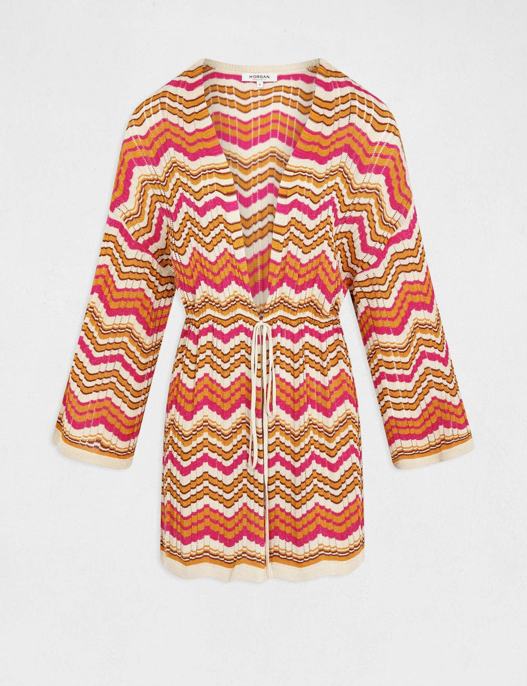 Poncho imprimé chevron orange femme - orange