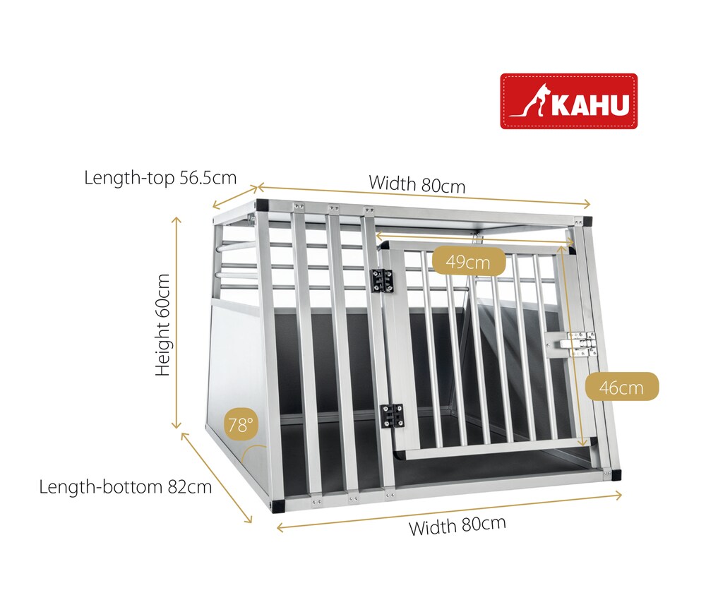 KAHU® Aluminium Hundetransportbox • 82x80x60cm • Transportbox fürs Auto • Hunde-Box