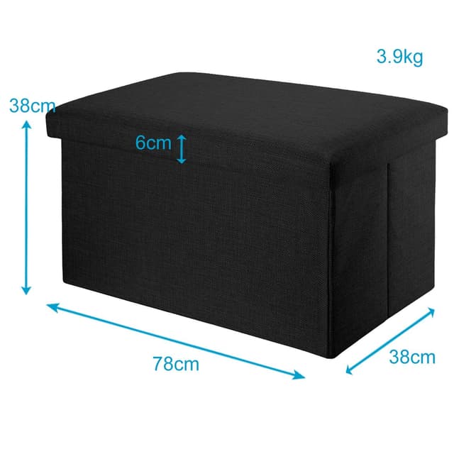 Klapbænk 78x38x38 cm Taburet Skammel (sort)