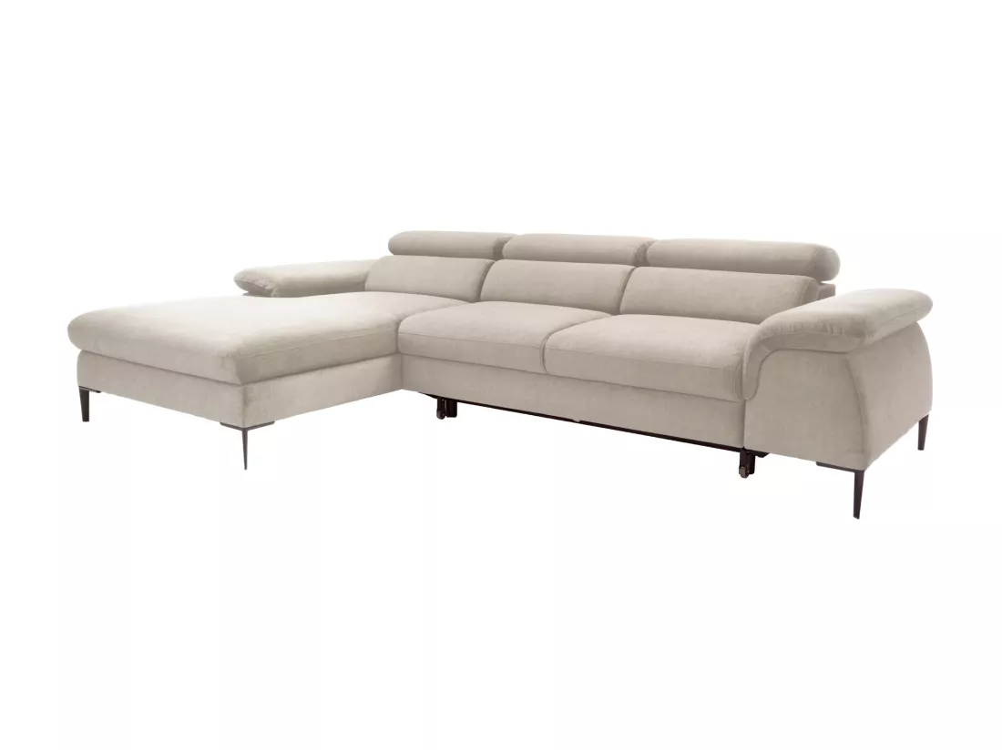Canapé d'angle gauche convertible en velours beige SEPINA de Pascal Morabito