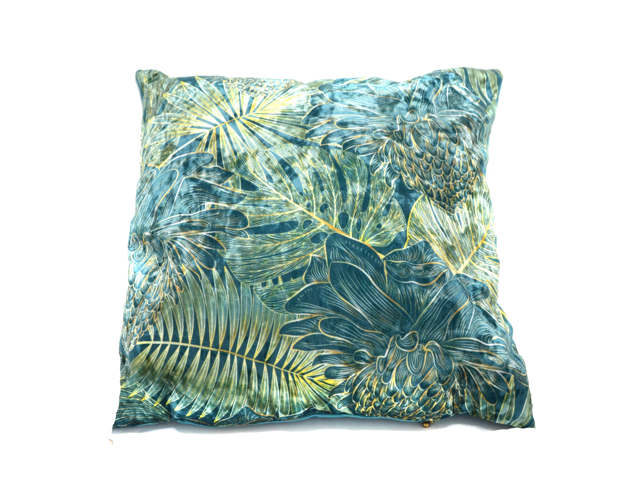 Kussen velvet Ginger bloem petrol 45 x 45