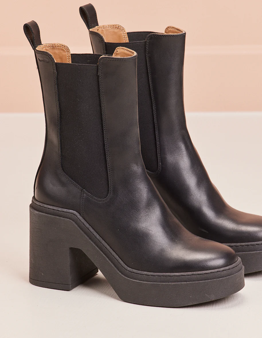Bottines à talons Sophie - Cuir noir