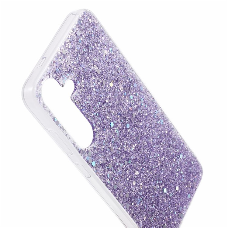 Samsung Galaxy S24 Gummi Case Schutzhülle im Glitzer Design - Lila / Transparent