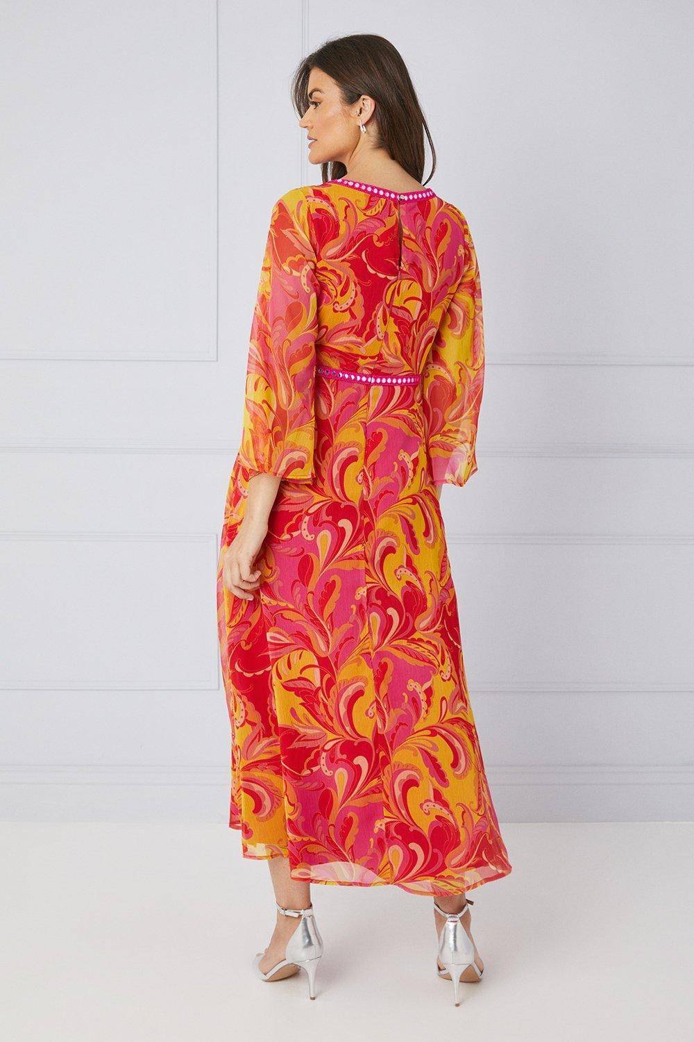 Wallis Robe Midaxi à Imprimé Paisley avec Détails de Finition