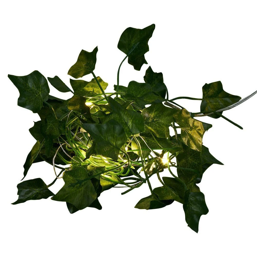 Guirlande lumineuse lierre artificiel vert 20 microled blanc chaud 2,9m