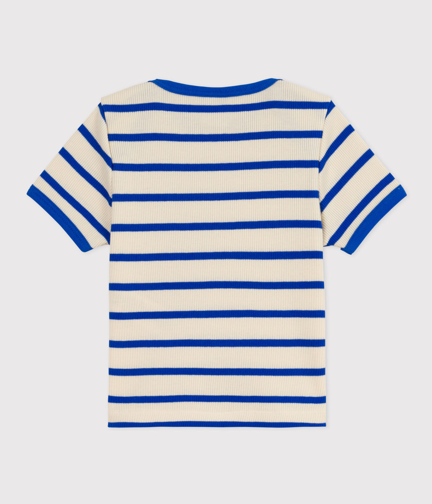 Tee-shirt manches courtes bébé en maille côtelée rayée