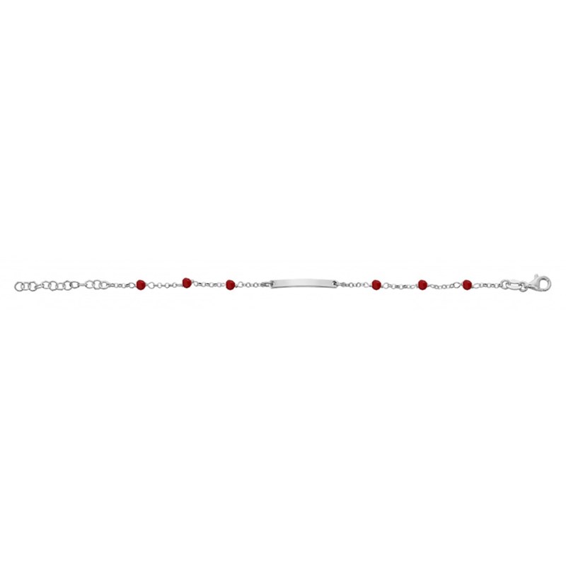 Bracelet identité enfant - Boules rouges