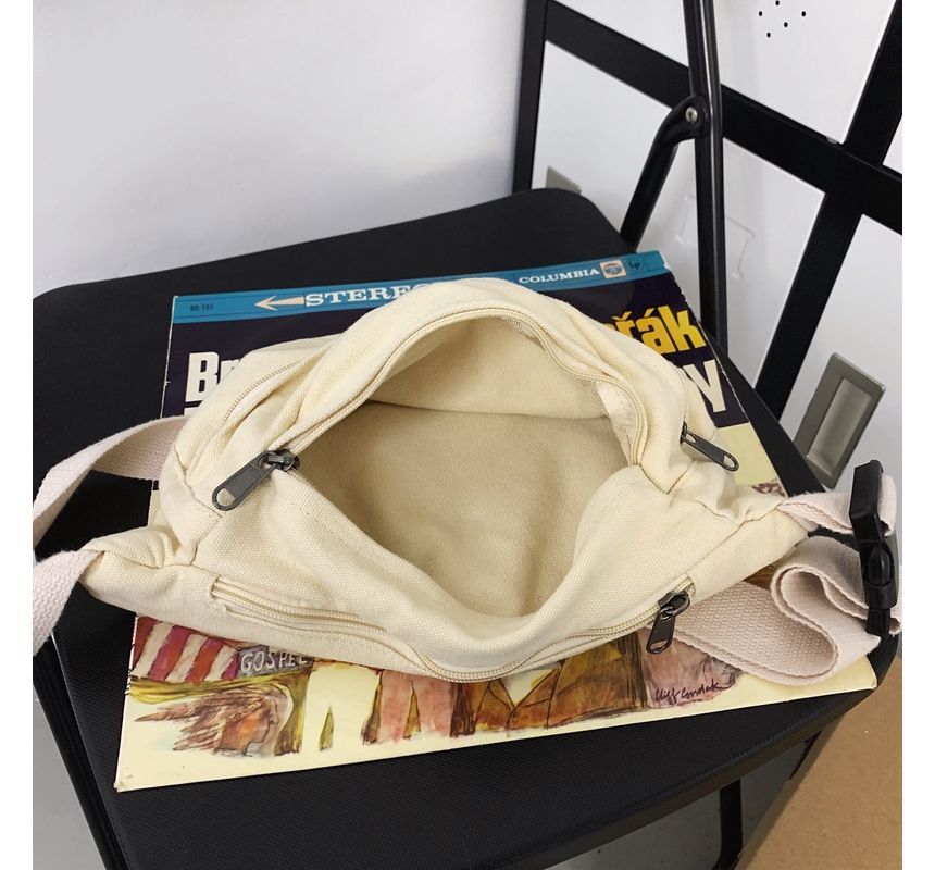 Minafox - Effen canvas crossbodytas met rits